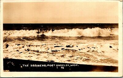 RPPC Ocean View The Breakers Port Angeles WA Washington UNP AZO Postcard