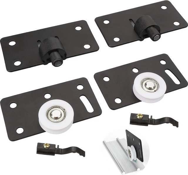 NORSON-NADISHA 2 Sets Sliding Door Roller Mute Nylon Wheels Gear Track Kits, for