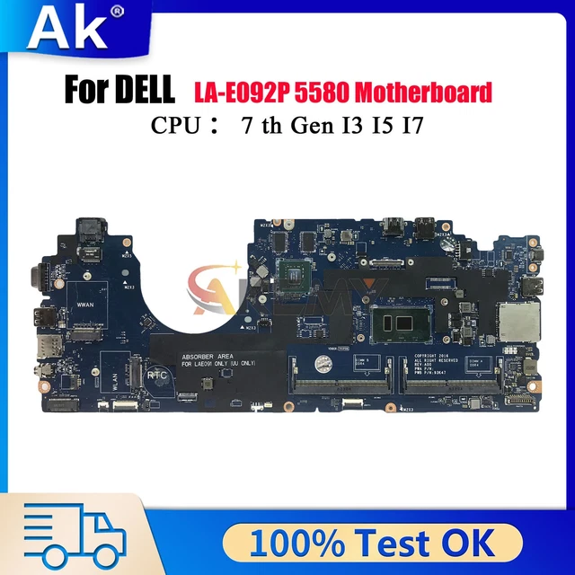 FOR DELL LATITUDE 5580 Laptop Motherboard LA-E092P with i5 i7