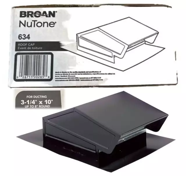 Broan 634 Roof Cap Convert Duct 8" D, Black