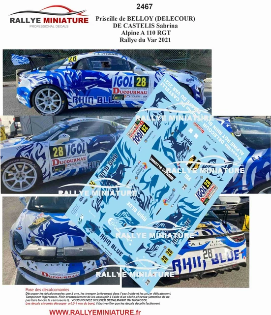 Décalcomanies Alpine A110 RGT 1:18 - Rallye Ypres 2021, Réf. 2359 - Neuf, Pour Modélisme