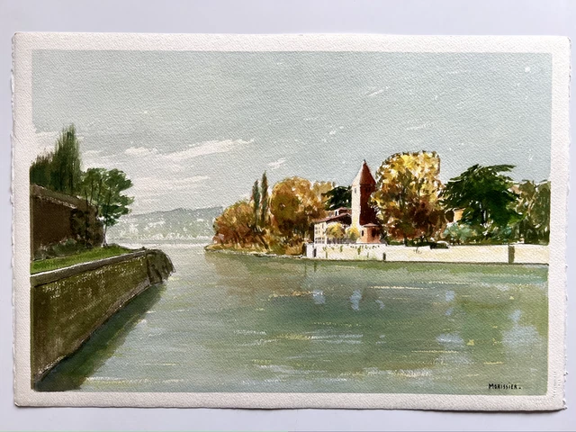 Aquarelle Originale Signée MORISSIER : Place Bellecour à Lyon - Dimensions 53x40 Cm, Neuve