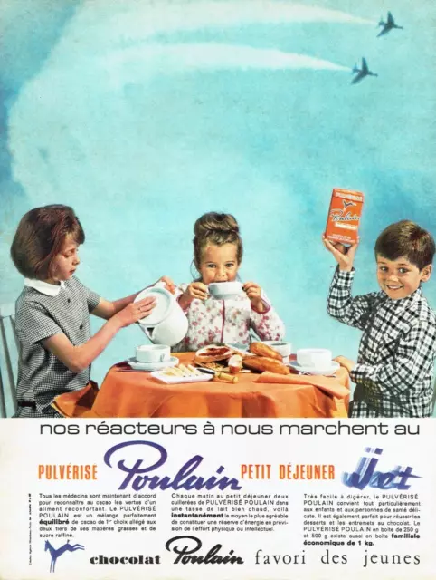 publicité Advertising  1122  1965 chocolat Poulain Jet  petit déjeuner