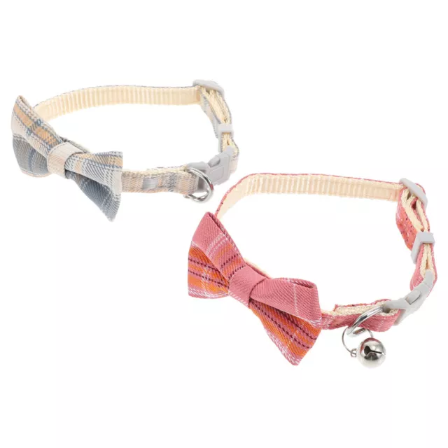 2 Pcs Breakaway Cat Collar Small Dog Bow Tie Decor Adjustable