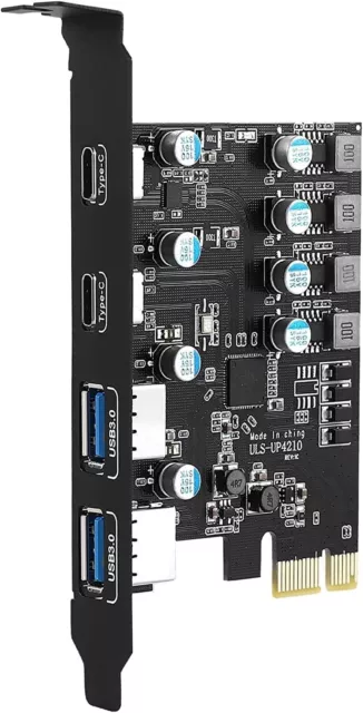 Scheda di espansione USB 3.0 PCIe a 4 porte 2x USB C, 2x USB A 5Gbps windows mac