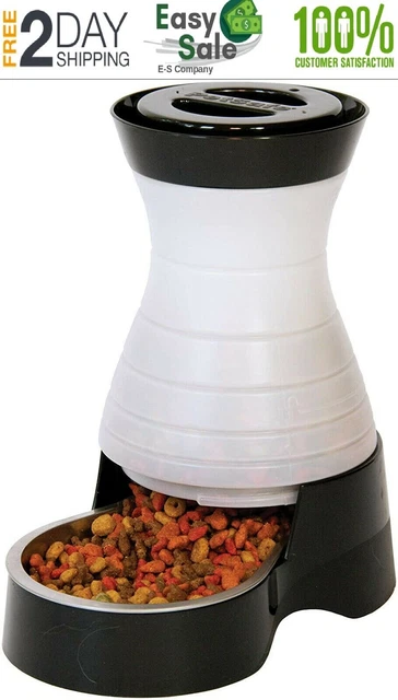 Dog Cat Pet Feeder Stainless Steel Bowl Dish Food Water Hopper Dispenser 2lb Pet