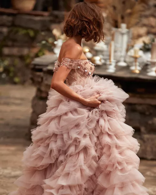 🔥🔥Wedding Gown Princess Dress Studded Beaded Cake Skirt Pink Birthday Dress🔥 2