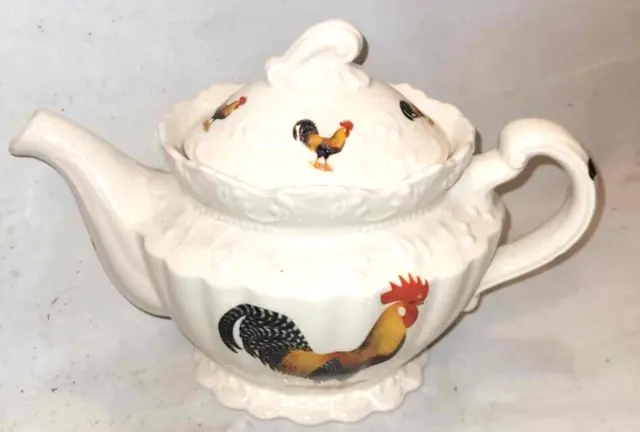 Staffordshire England Rooster teapot chickens ceramic farmhouse