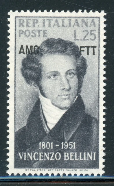 AMG-FTT Trieste MNH: Scott #141 25l Vincenzo BELLINI Composer CV$4+