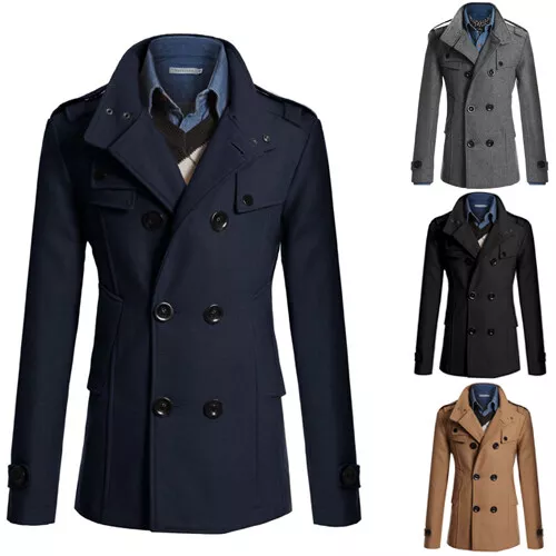 Fashion Men's Winter Slim Trench Lapel Coat Long Jacket Overcoat Outwear