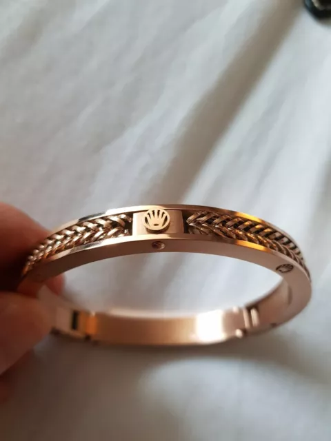 Stainless Steel Rose Gold Plated Rolex Bangle