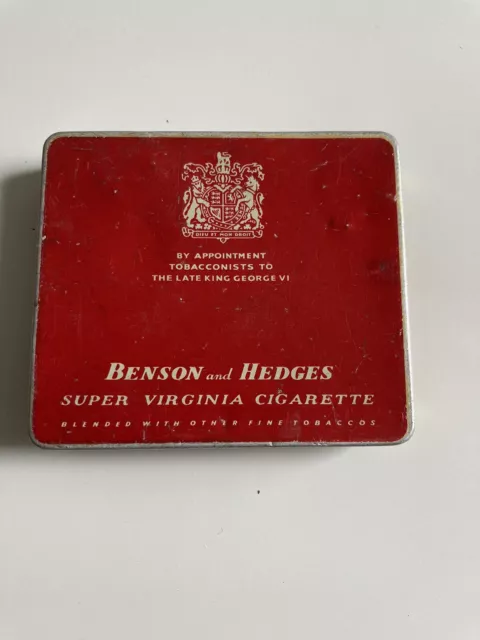 Vintage Benson and Hedges Super Virginia Cigarette Tin Rare Late King George VI