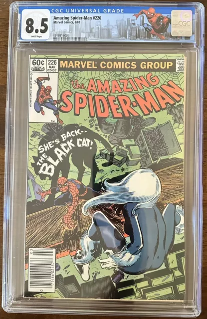 Amazing Spider-Man #226 Marvel 1982 Black Cat! RARE Newsstand! WP! CGC 8.5