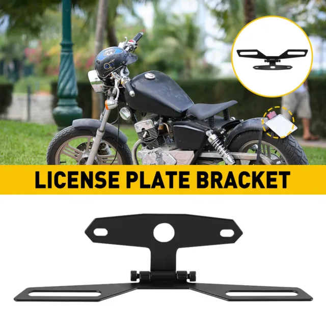 Aluminum Motorcycle License Plate Frame Holder Fold Adjustable Flip Up Black New