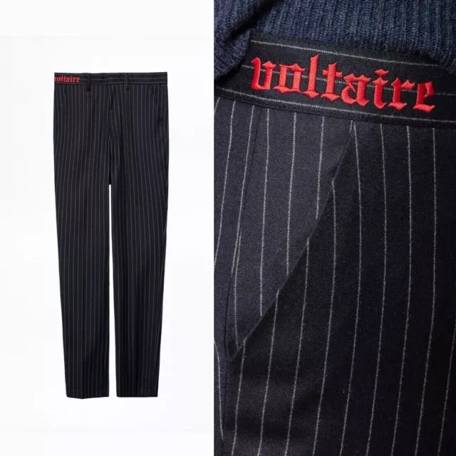 ZADIG & VOLTAIRE Men's Sz (38) 32x32 Tailored Wool Blend Stripe Flat Front Pants