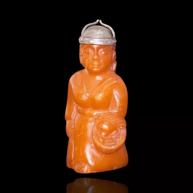 Baltic Amber Butcher Figurine, Handmade Amber Art, Collectible Amber Sculpture