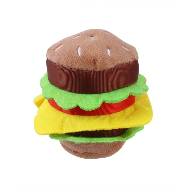 Dog Chew Toy Plush Hamburger Aggressive Chewers Teething Toy Dogs Teething Gift
