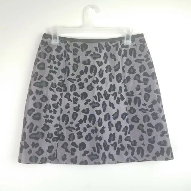 Oasis Leopard Animal Print Leopard Jacquard Mini Skirt Size 10 Medium Gray 3