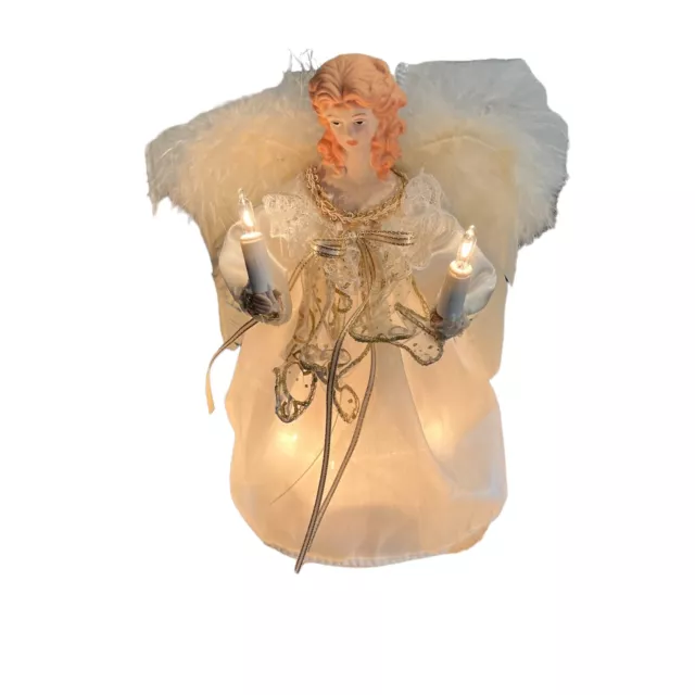 Kurt Adler 10-Light 9-Inch Ivory and Gold Angel Treetop