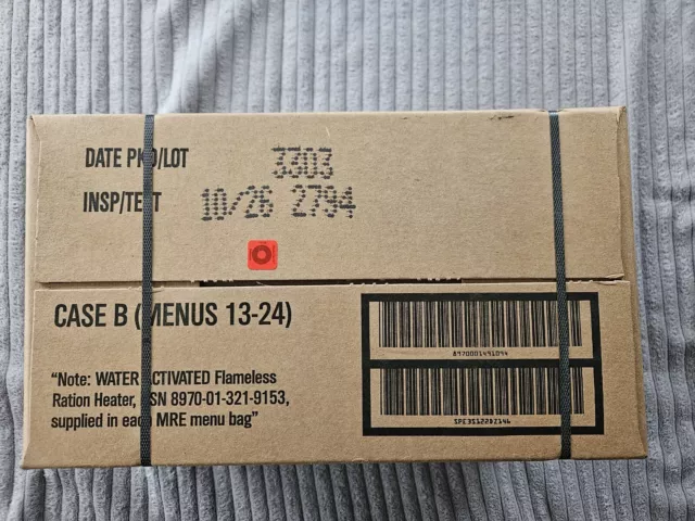 MRE - Meals Ready to Eat - US ARMY, Case B, Insp. Date 10/2026, 12-Menüs - USA