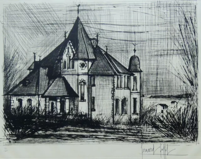 BERNARD BUFFET puntasecca del 1965 titolata 'CHATEAU DE LA VALLEE' (rif.29)