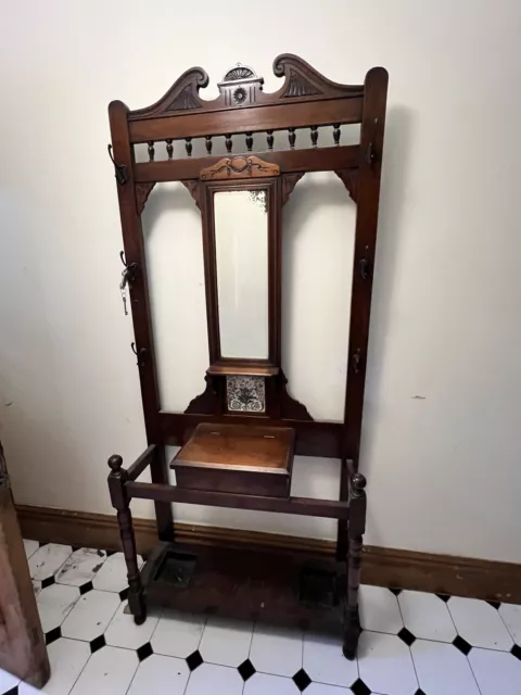 Antique Oak Arts Hall Umbrella Coat Stand