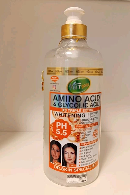 Gel Douche Veet Gold - Acides Aminés & Glycolique - Blanchissant & Exfoliant 1000ml