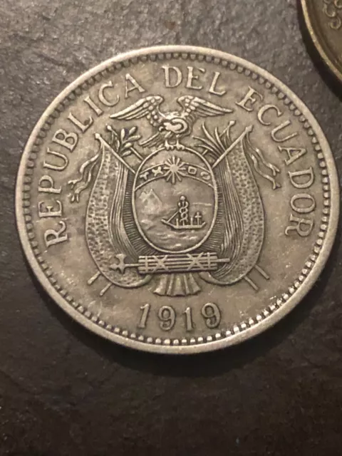 High Grade Ecuador 10 Centavos 1919 Copper-Nickel KM#64