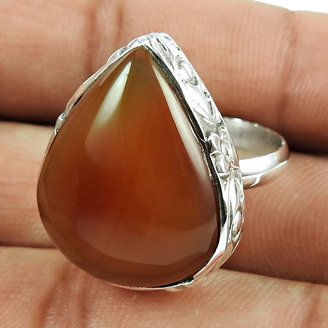 Gift For Her Natural Aventurine Solitaire Vintage Ring Size 7.5 925 Silver P21
