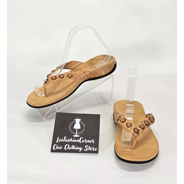 Vionic Women's Gold Cork Floriana Thong Slip On Sandals Size 7 1819