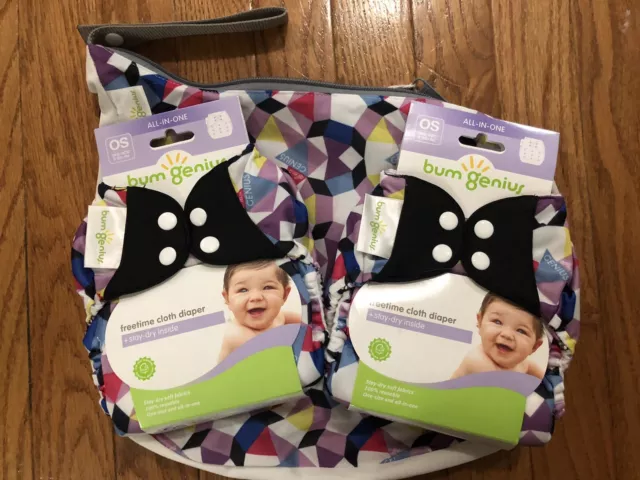 Bumgenius Freetime Lot AIO Alicia All In One Diaper + Outing Wet bag