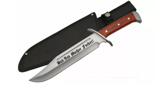 16" Bad Ass Mother F*cker! Hunting Bowie Survival Knife Military Blade + Sheath