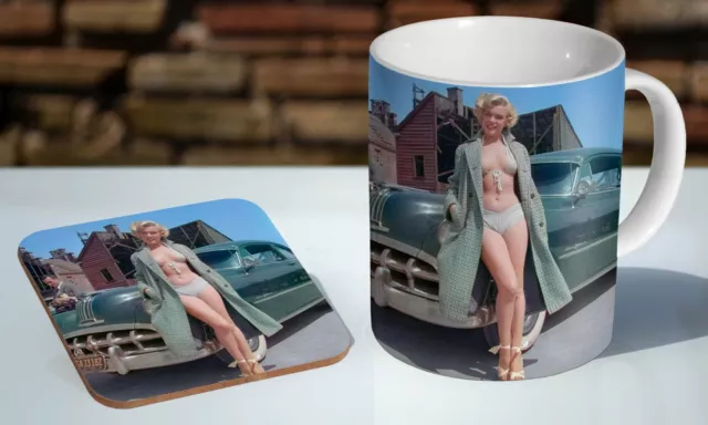 Marilyn Monroe Bikini Tea / Coffee Mug Coaster Gift Set