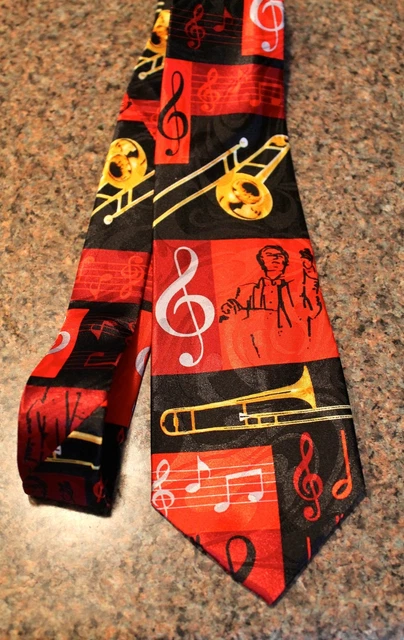 New Men's New Neck Black Trombones Neck Tie 58" L 3.8" W Steven Harris