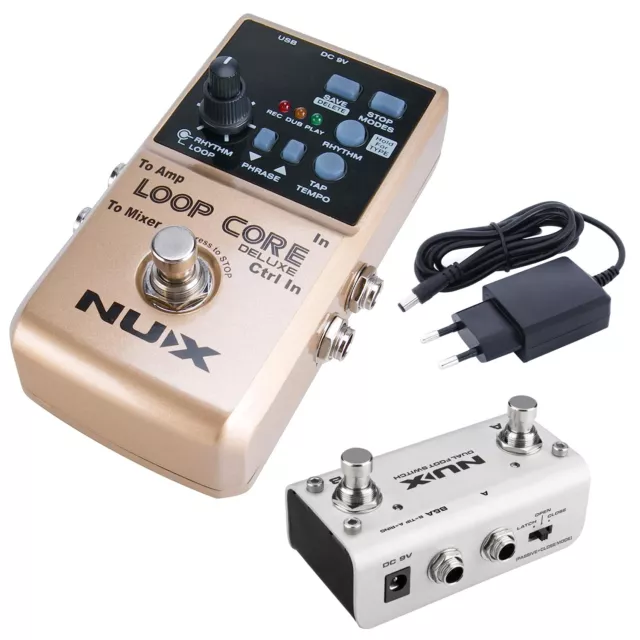 Nux Loop Core Deluxe Bundle Effektpedal Looper für Gitarre und Bass + Netzteil