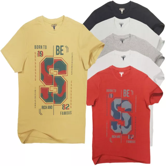 New Mens T Shirts Printed Short Sleeve Crew Round Neck Tees Cotton Casual Top