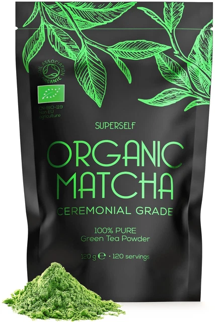 ORGANIC MATCHA GREEN Tea Powder - Ceremonial Grade - 120g (120 servings ...