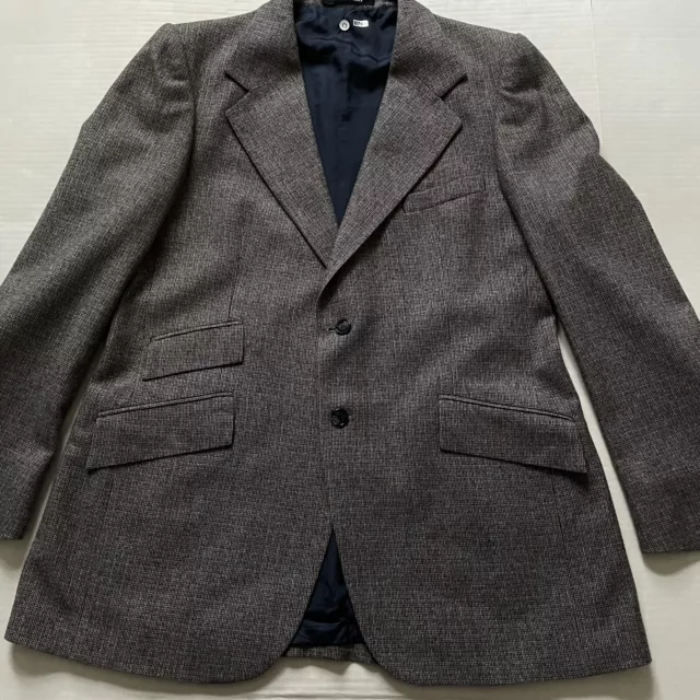 Vtg YVES SAINT LAURENT YSL 44L Blue Red Coat  Sport Jacket Blazer Made France