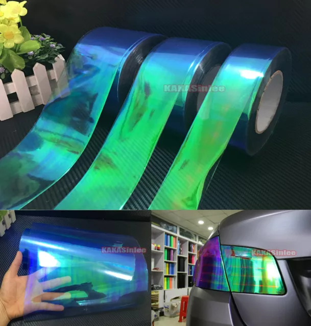 Blue Car Rainbow Chameleon Mirror Headlight Taillight Vinyl Wrap Tint Sticker HD