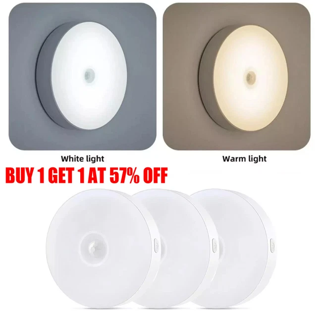 LED MOTION SENSOR Light Rechargeable PIR USB Portable Cabinet Stair ...