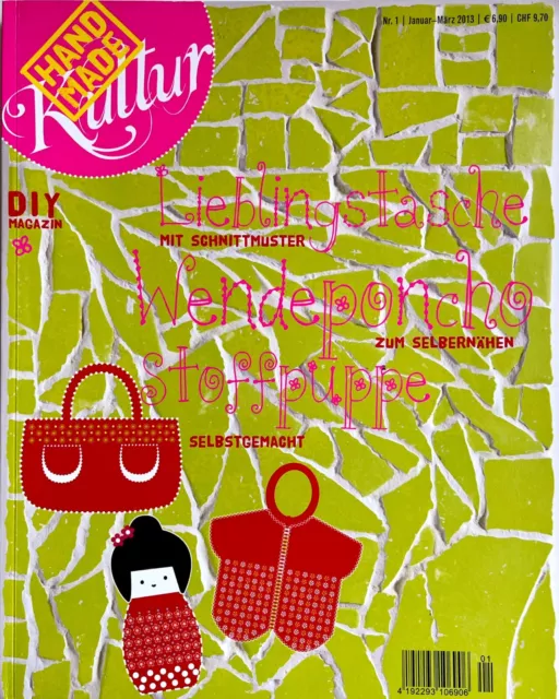 Handmade Kultur, DIY Magazin 1/2013 mit Schnittmuster