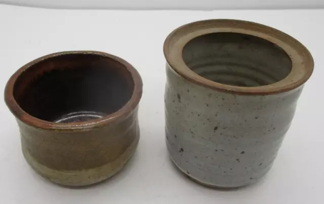 Two Handmade Studio Pottery Crocks Planters