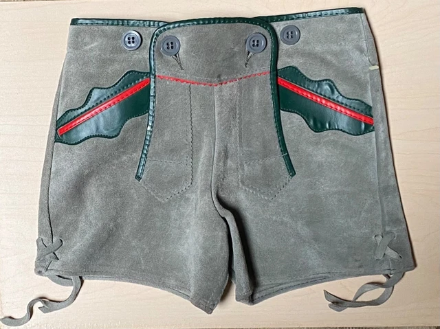 Vintage Child's Boy Lederhosen Suede Leather Breeches 22" Waist READ