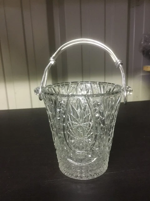 Seau à Glace Vintage En Cristal Ciselé Motif étoiles, France 1960-70, Très Bel état