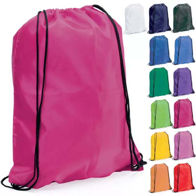 Nylon Drawstring Backpack Bag School Gym Sports PE Books Dance Rucksack New