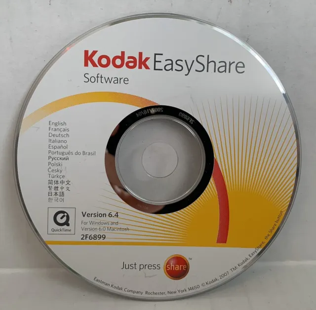 Kodak Easyshare Software Version 6.4 Windows & 6.0 Macintosh USED UNTESTED