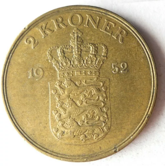 1952 DENMARK 2 KRONER - High Quality Coin - FREE SHIP - Bin #405