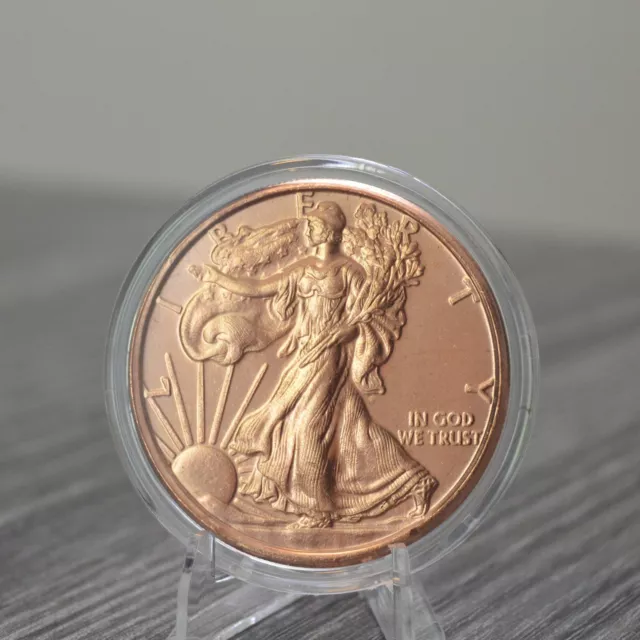 Walking Liberty Half Dollar 1 oz .999 Copper Round Collectible Coin in Capsule