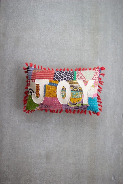 Kalalou Christmas Joy Kantha Pillow NRV2201
