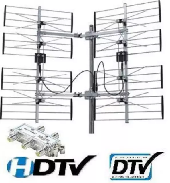 8 Bay Multi-Directional Vhf Uhf Outdoor Hd Tv Antenna Over The Air Ota 8Bay Ota